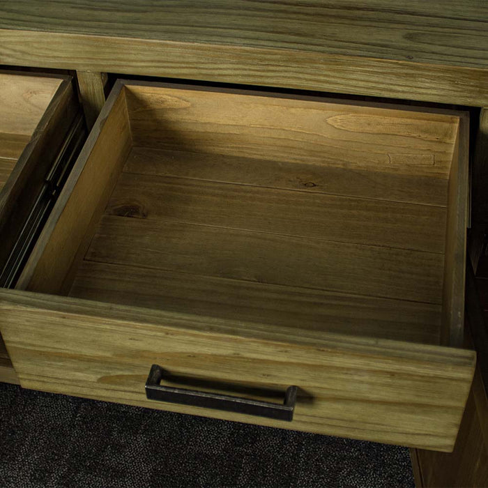 An overall view of the drawers on the Vancouver Large NZ Pine Buffet.
