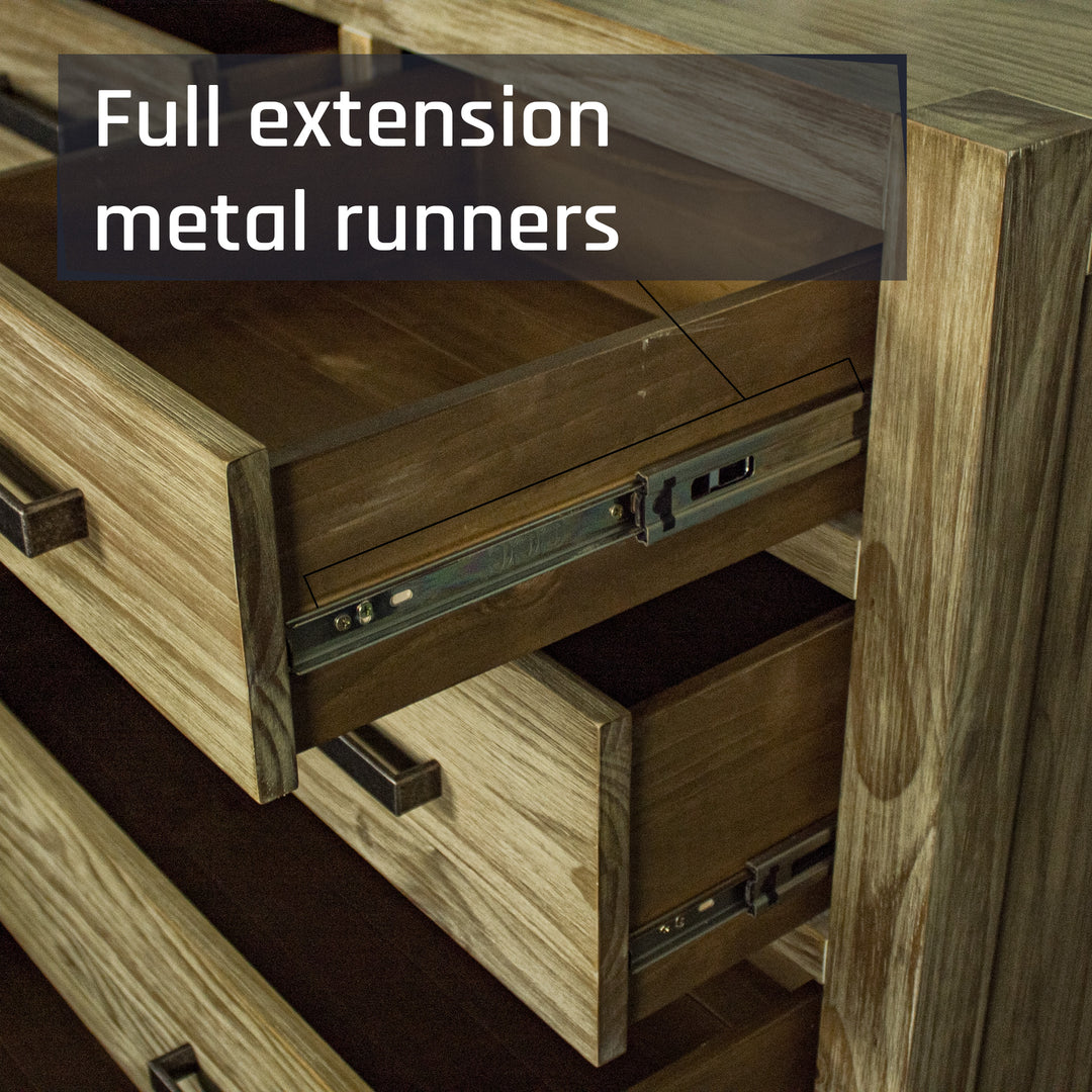 Vancouver 5 Drawer NZ Pine Tallboy