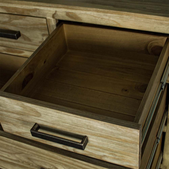 An overall view of the smaller drawers on the Vancouver 6 Drawer NZ Pine Tallboy