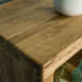 A close up of the top of the Vancouver Value Double Cube Oak Shelf showing the wood grain and the dovetail joinery
