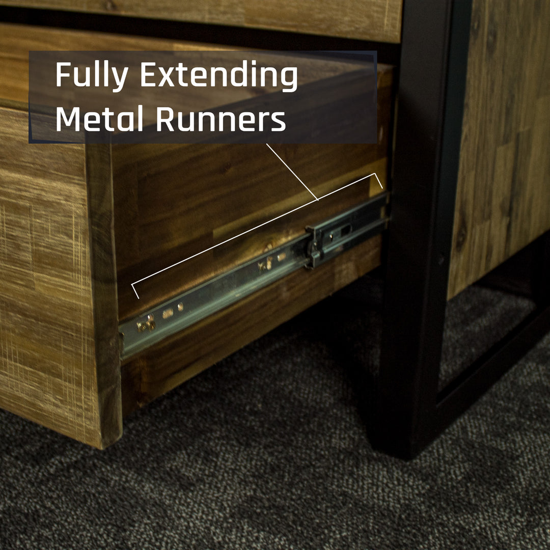 Close up of the smooth metal runners for the drawers on the Victor 5 Drawer Tallboy