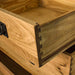 A close up of the dovetail joinery on the drawers of the Vienna 7 Drawer Oak Tallboy