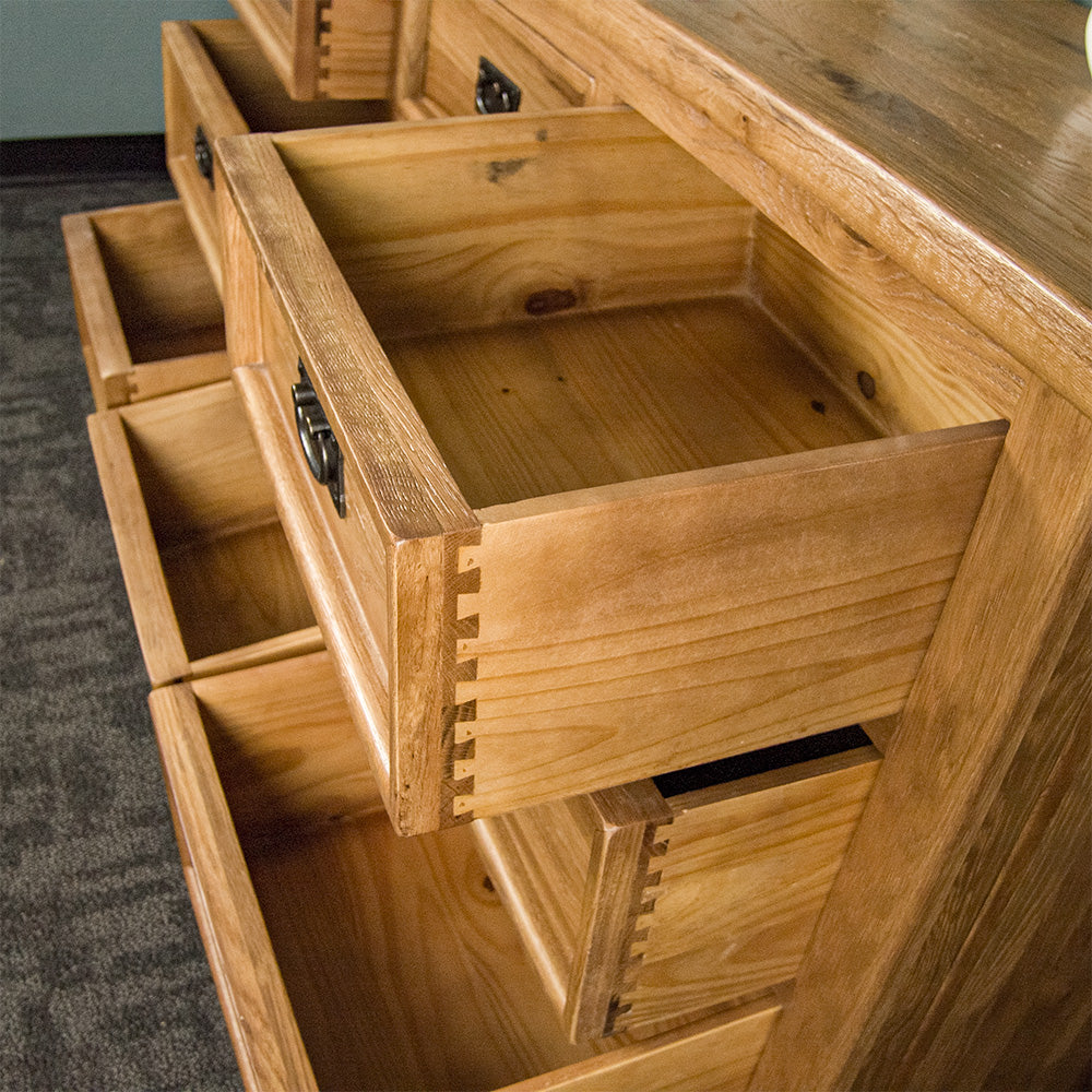 Yes 9 Drawer Oak Lowboy