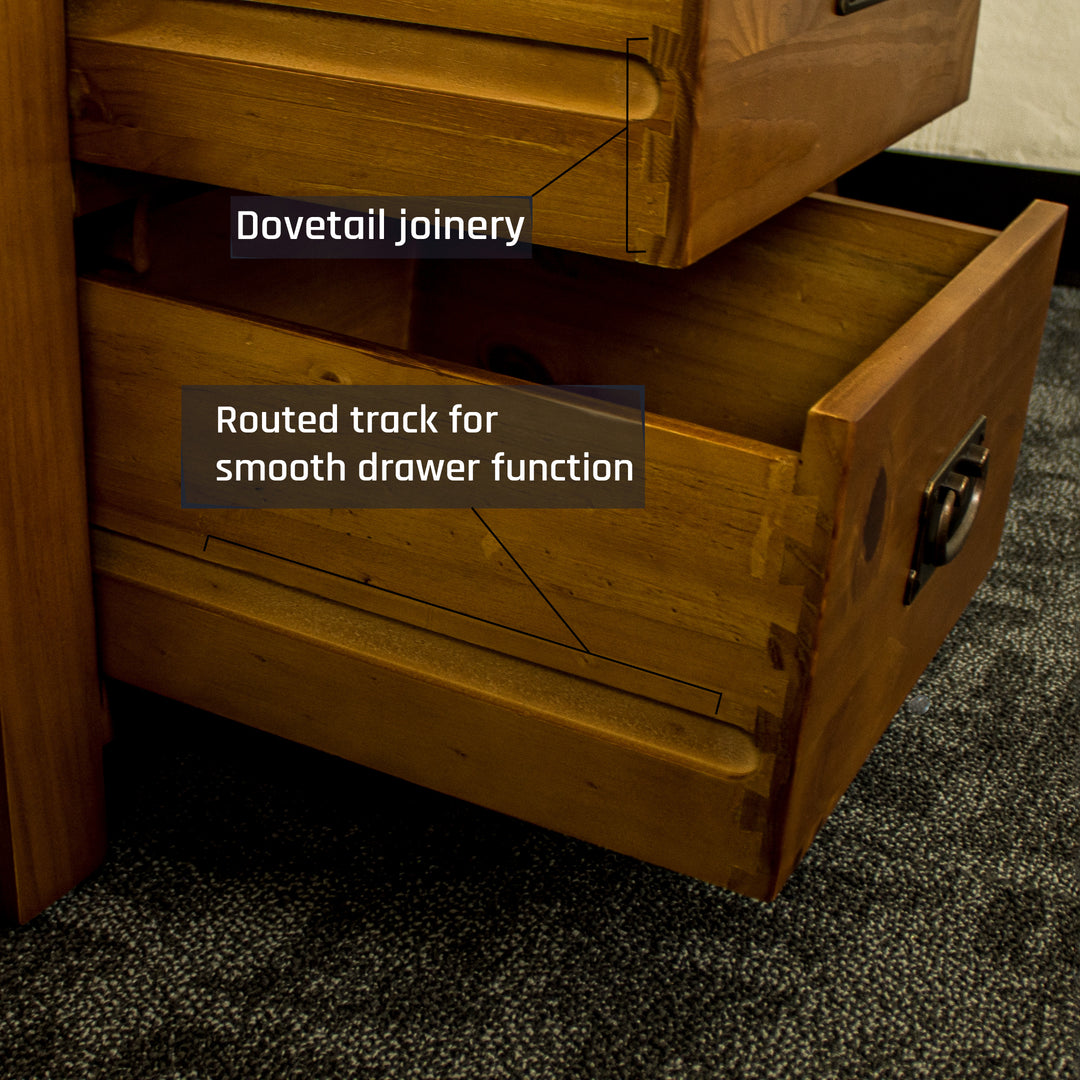 The dovetail joinery on the drawers of the New Quebec 6 Drawer Lingerie Chest.