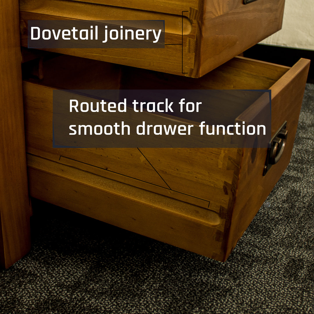 The dovetail joinery on the drawers of the New Quebec 6 Drawer Lingerie Chest.