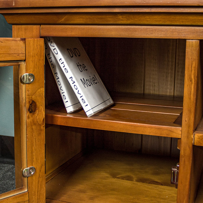 The shelving on the left of the Montreal Small Entertainment Unit.