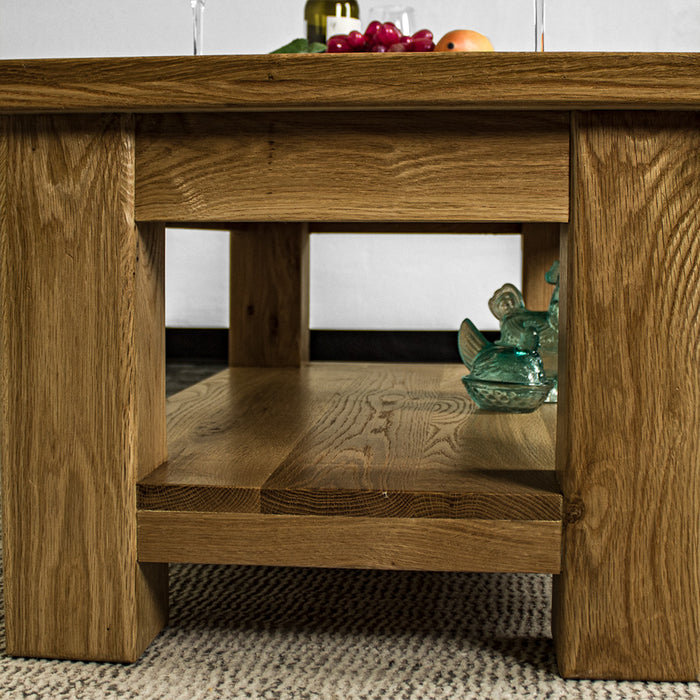 A view from the side of the Camden Oak Coffee Table