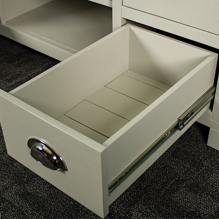 An overall view of the drawers on the Alton Entertainment Unit.