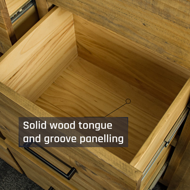 An overall view of the drawers of the Amarillo Seven-Drawer Tallboy.