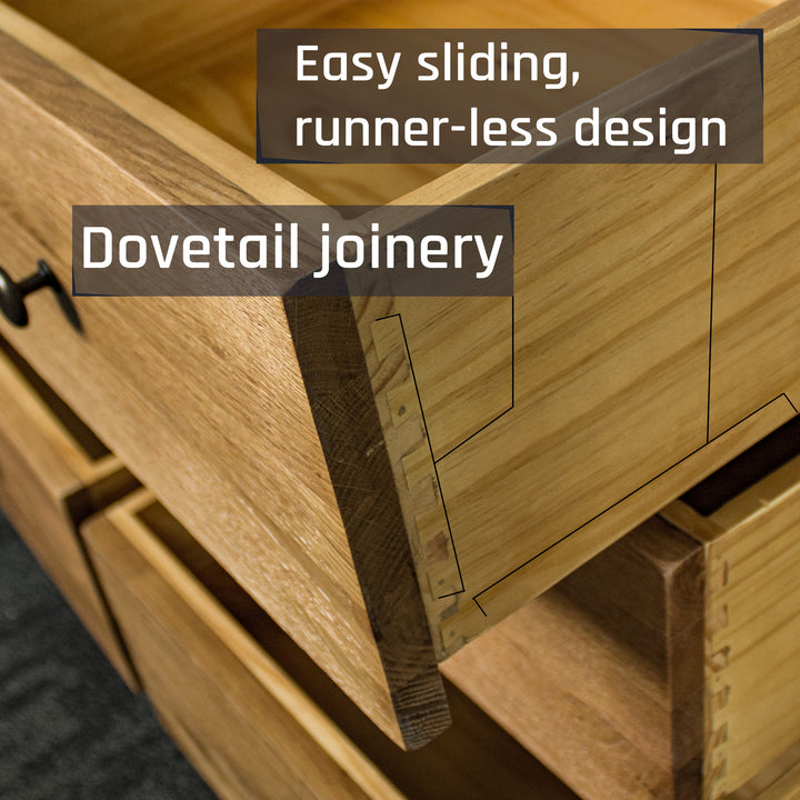 Beethoven Oak Lowboy Six Drawer Chest