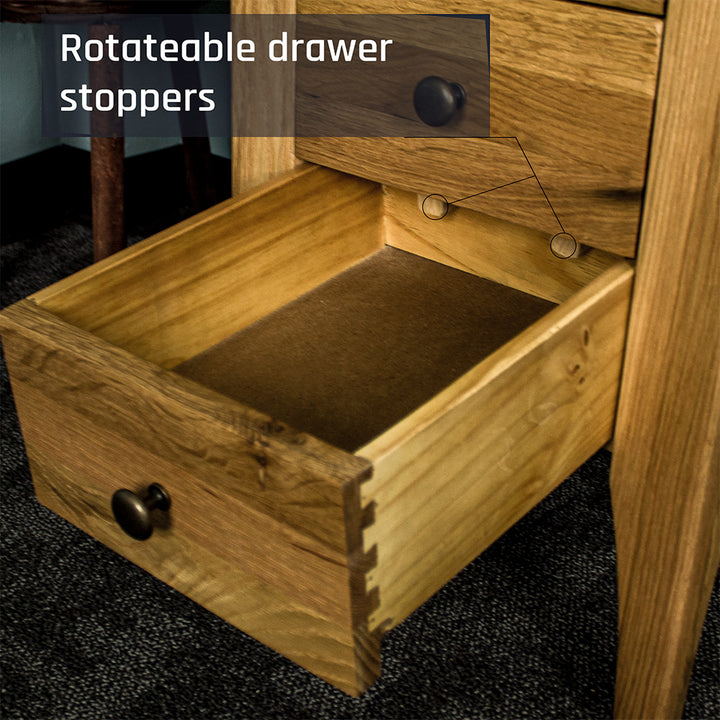 Overall view of the drawer on the Beethoven 3 Drawer Oak Bedside Cabinet
