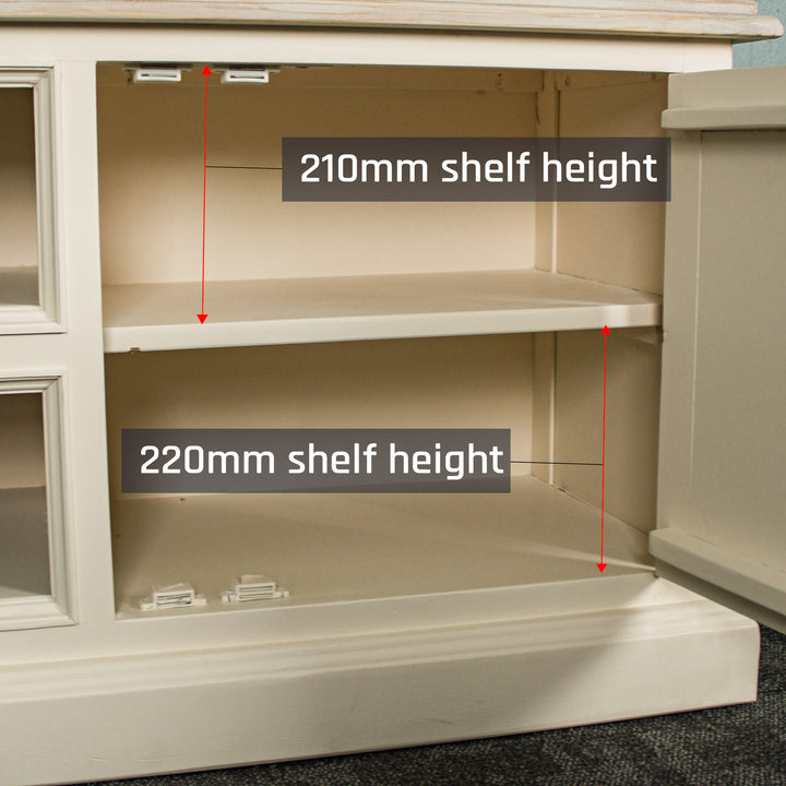 An overall view of the shelving on the sides of the Biarritz Entertainment Unit