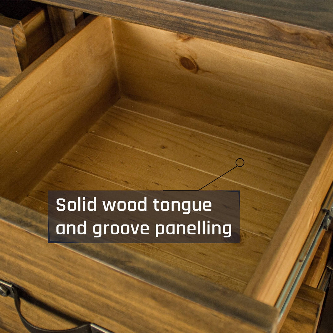 An overall view of the smaller drawers on the Botanica Six Drawer Tallboy.