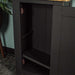 An overall view of the removeable shelf on the Cascais Small Black Cupboard.