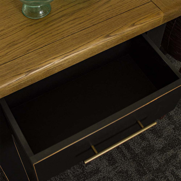 An overall view of the drawer on the Cascais Black Hall Table.
