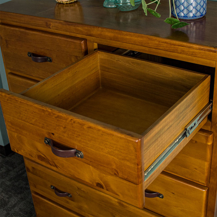 Overall view of the top smaller drawer of the Jamaica 6 Drawer Pine Tallboy