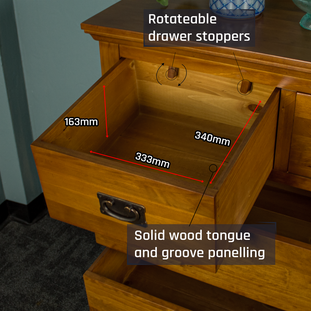 Montreal Five Drawer Pine Tallboy