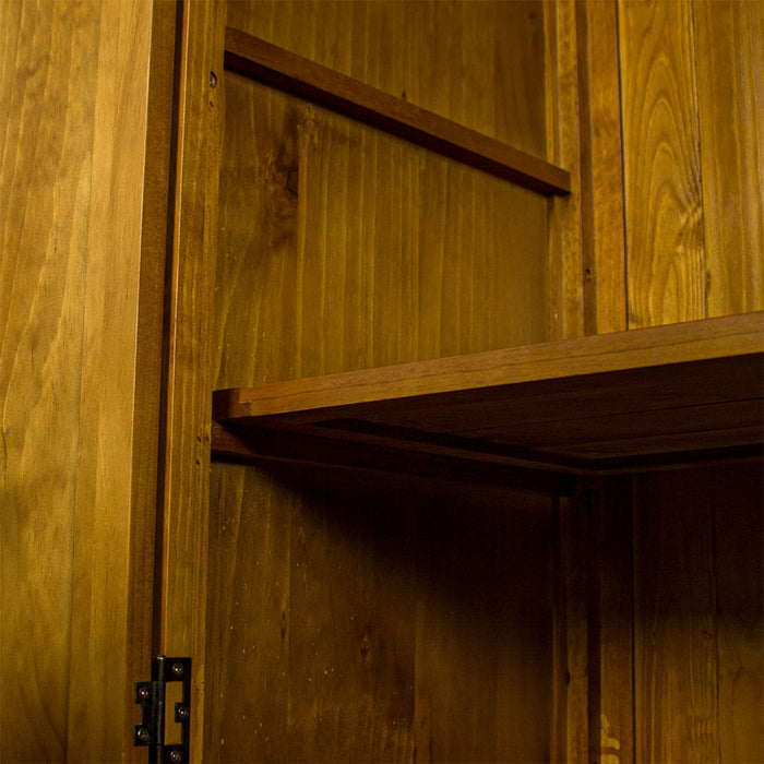 Close up of the different heights for the lower adjustable shelf Montreal Full Length Pine Wardrobe