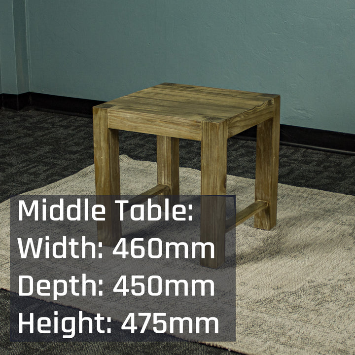 The middle table of the three Vancouver Pine Nesting Tables.