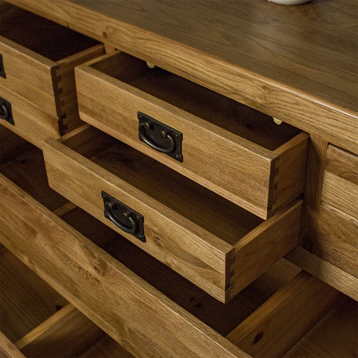 Vienna 6 Drawer Oak Lowboy