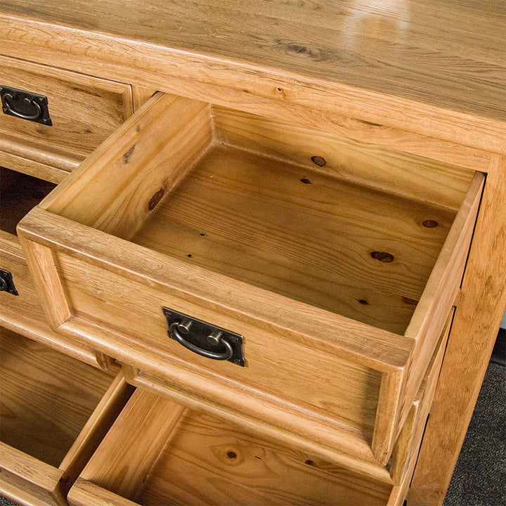 Yes 9 Drawer Oak Lowboy