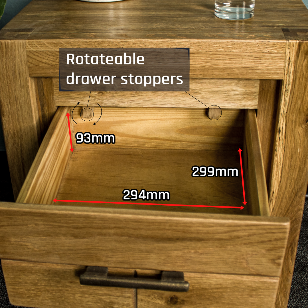 Amalfi 2-Drawer Oak Bedside
