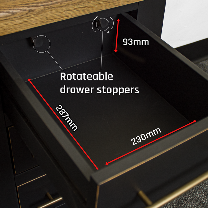 Cascais 3 Drawer Black Bedside Table