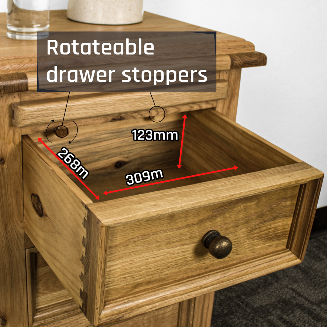 Versailles Oak Bedside Cabinet