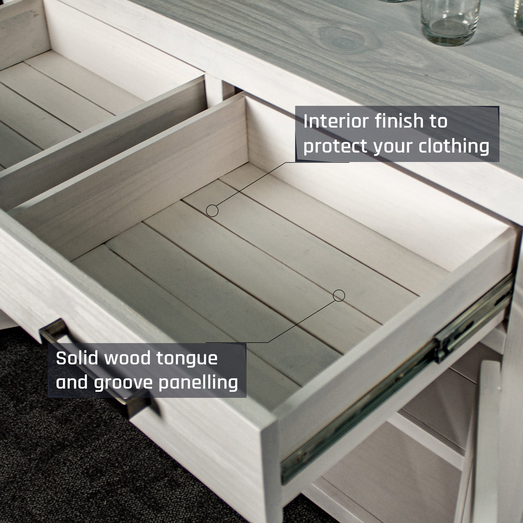 Vancouver 2 Door 2 Drawer NZ Pine White Buffet