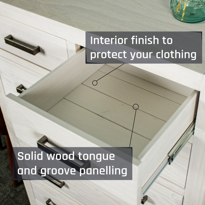 Vancouver 6 Drawer NZ Pine Tallboy