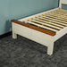 A closer view of the footboard on the Alton Single NZ Pine Slat Bed Frame