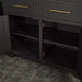 An overall view of the shelving in the Cascais Oak-Top Two Drawer Buffet