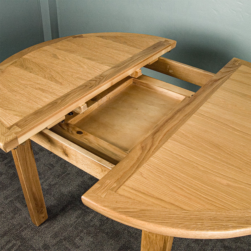 Dakota Round Oak Extending Table