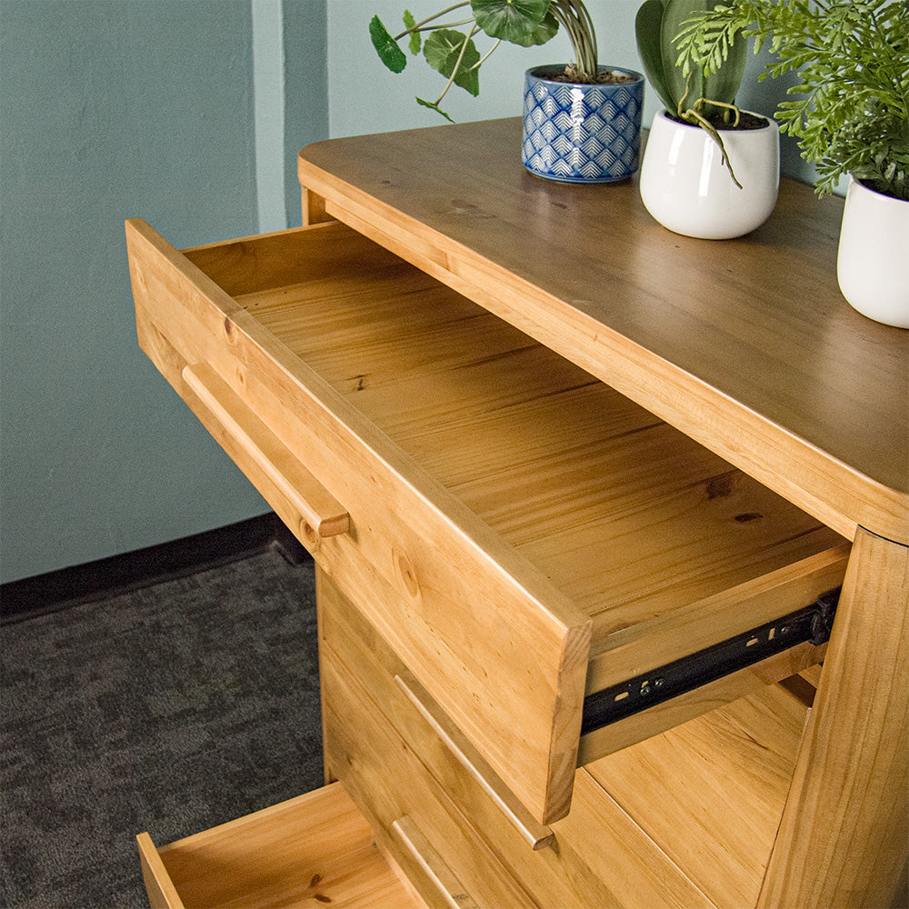 Kimberly 5 Drawer NZ Pine Tallboy