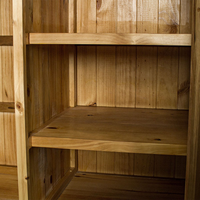 The middle shelving of the Vienna Oak Large Wardrobe.