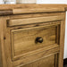 A closer view of the top shelf (closed) on the Versailles Oak Bedside Cabinet.