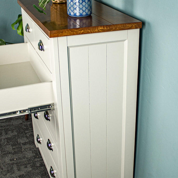 The side of the Alton 6 Drawer NZ Pine Tallboy