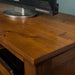A close up of the top of the Montreal Small Entertainment Unit, showing the wood grain and colour.