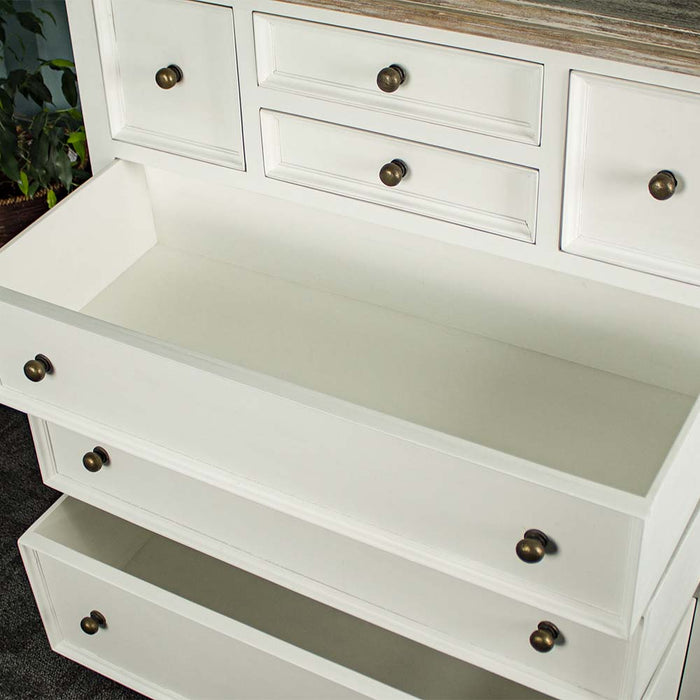An overall view of the larger drawers on the bottom of the Biarritz 7 Drawer Tallboy / Chest of Drawer