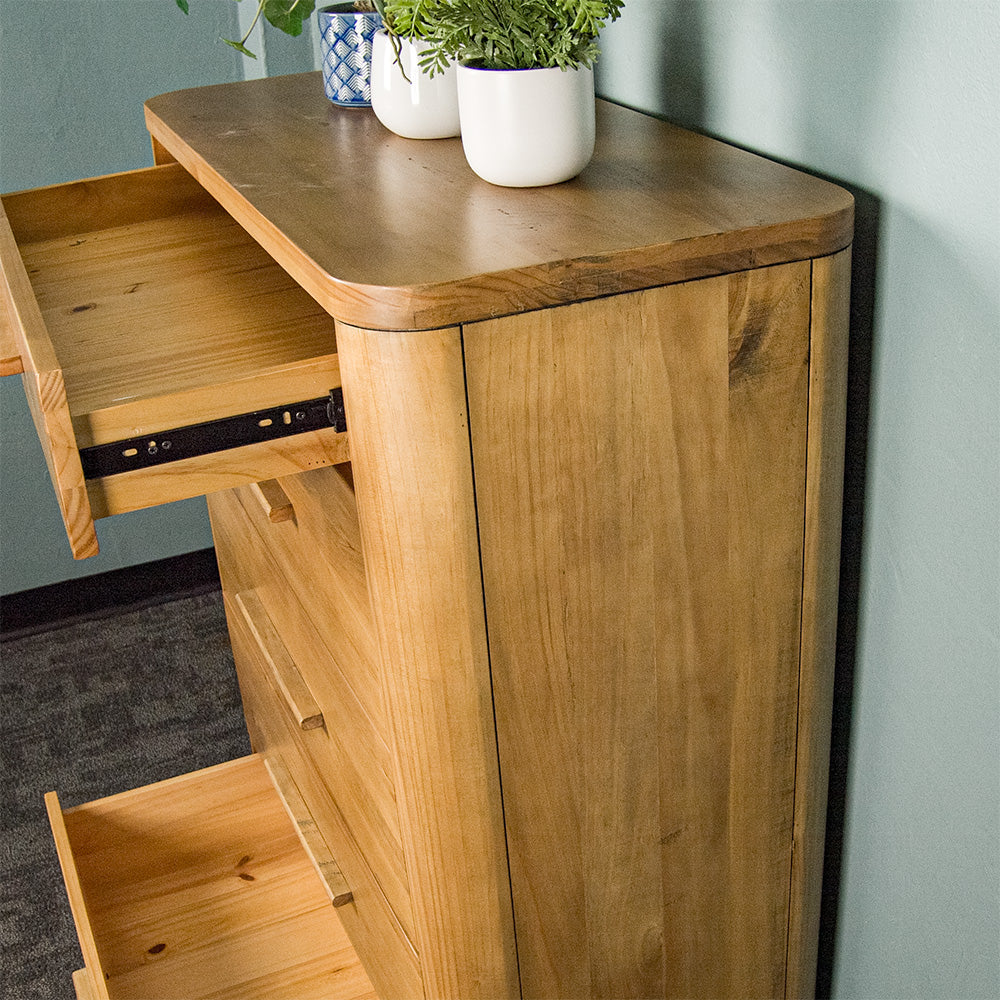 Kimberly 5 Drawer NZ Pine Tallboy