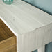 Close up of the top of the Nova Recycled Pine Console Table.
