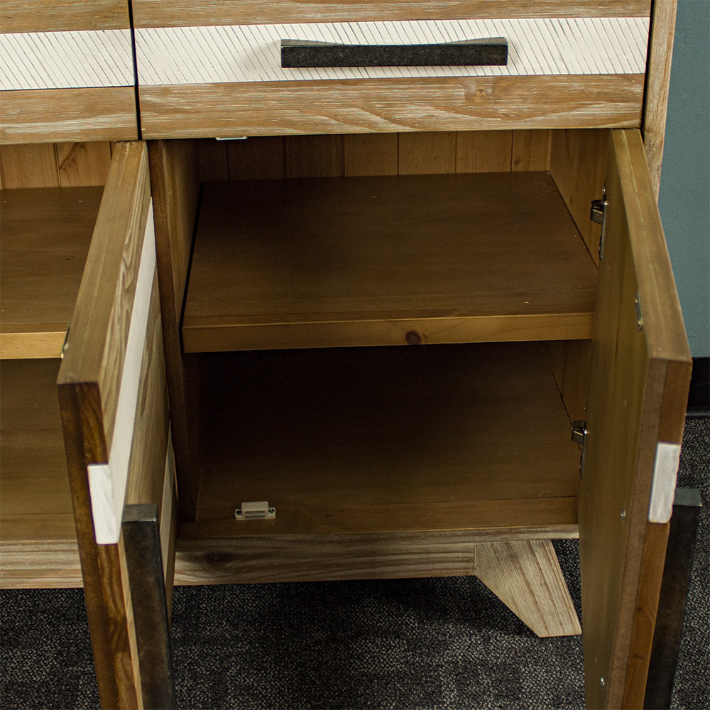 The right side of the Soho 3 Drawer NZ Pine Large Buffet, which has a smaller shelf.