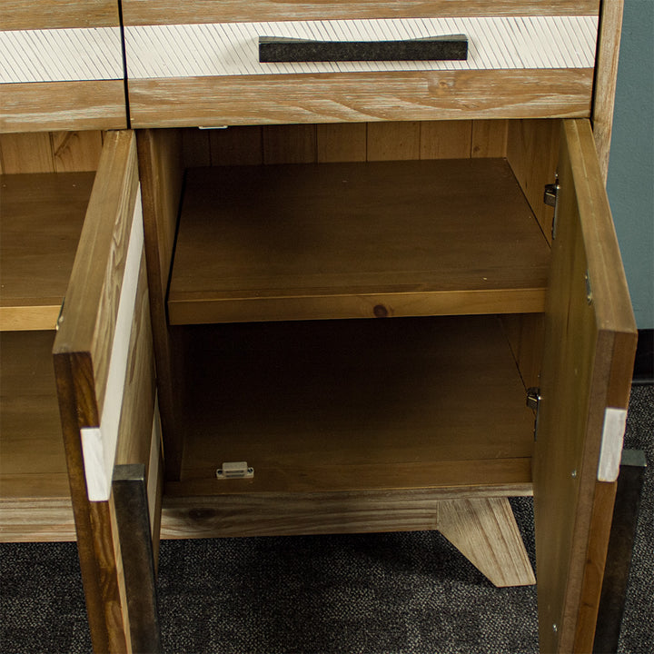 The right side of the Soho 3 Drawer NZ Pine Large Buffet, which has a smaller shelf.