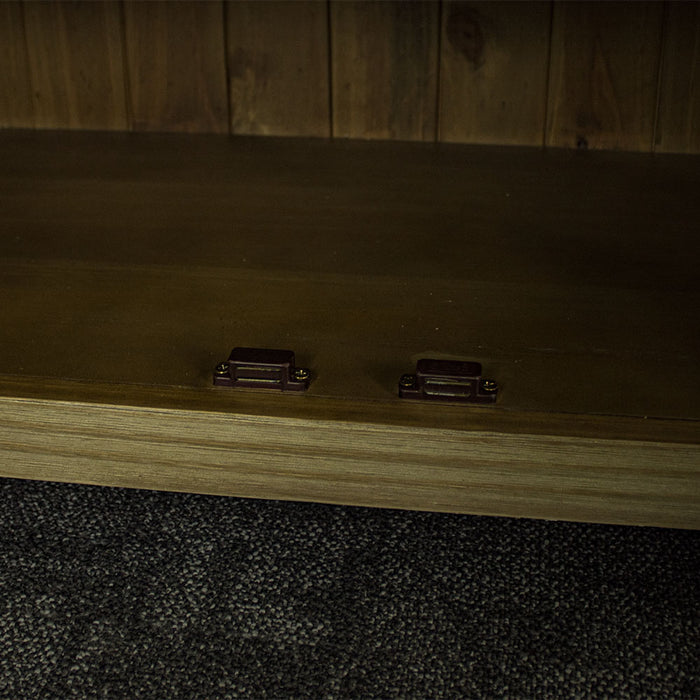 A view of the magnetic latches for the doors of the Vancouver Pine Buffet.