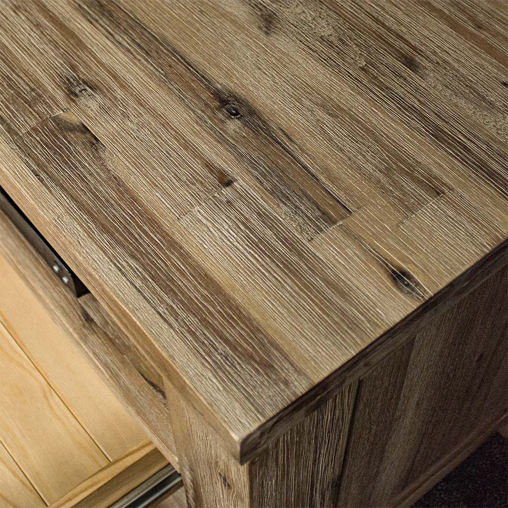 A close up of the top of the Mars 1.8m Large TV Unit, showing the wood grain and colour.