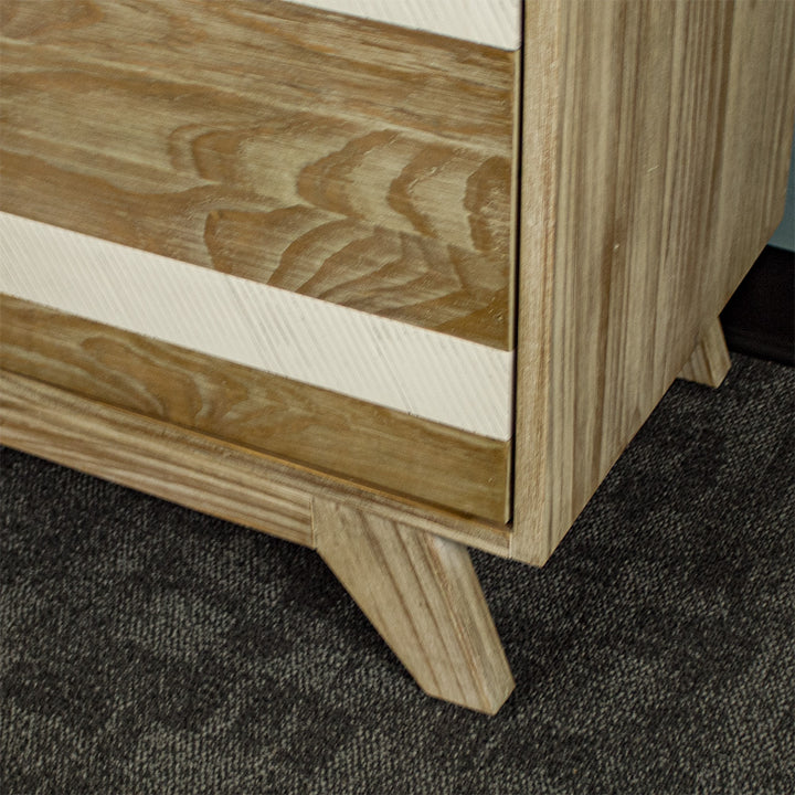 The leg of the Soho 3 Drawer NZ Pine Large Buffet