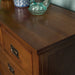A close up of the top of the Montreal 7 Drawer Pine Lowboy, showing the wood grain and colour.