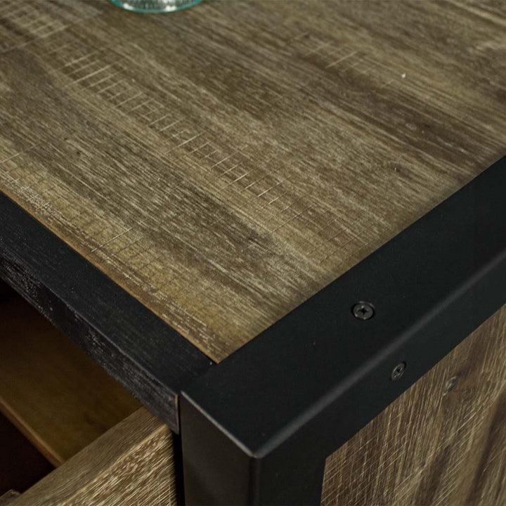 A close up of the top of the Victor 2 Door 3 Drawer Sideboard, showing the wood grain and colour.