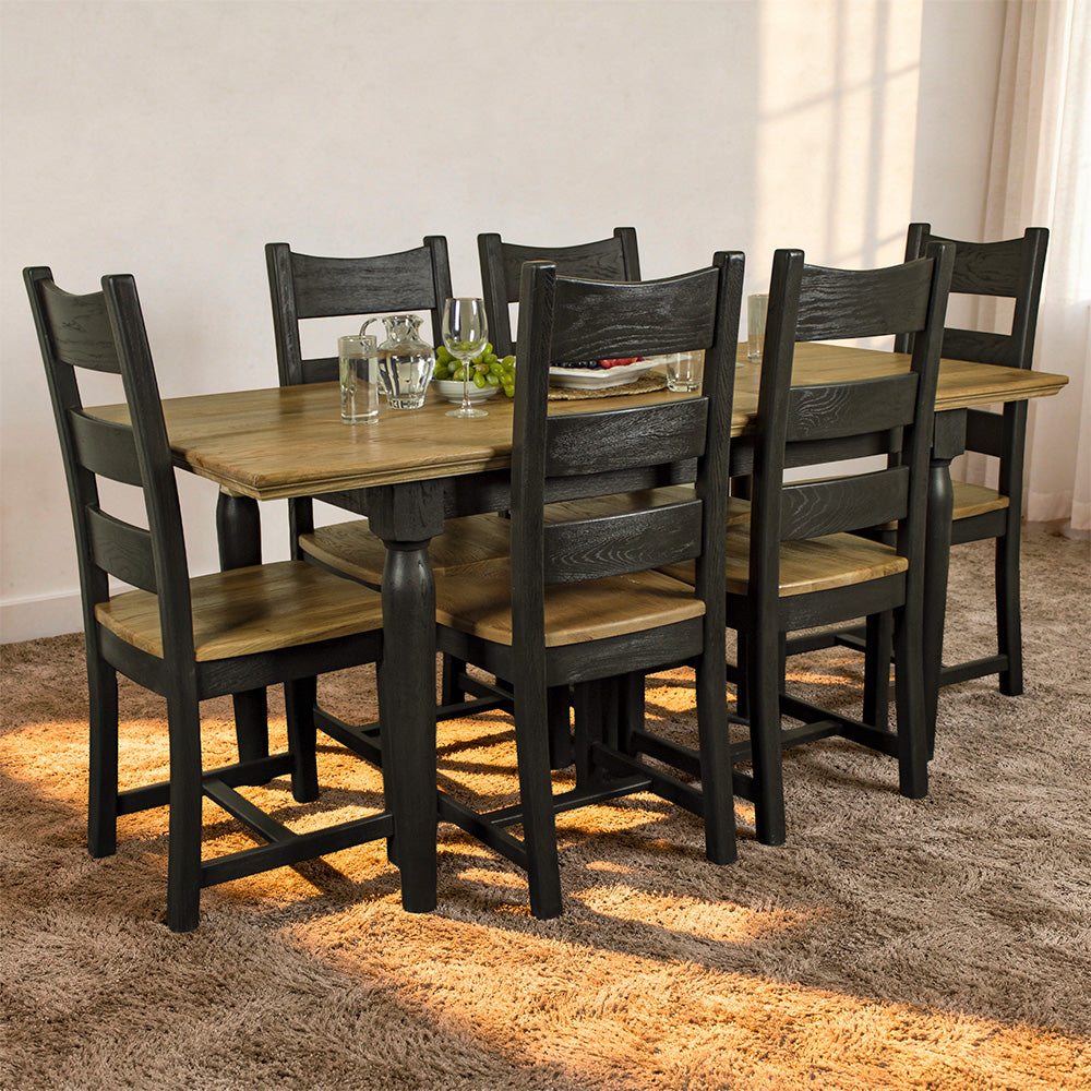 Boston Oak 6 Seater Dining Suite with Extending Table