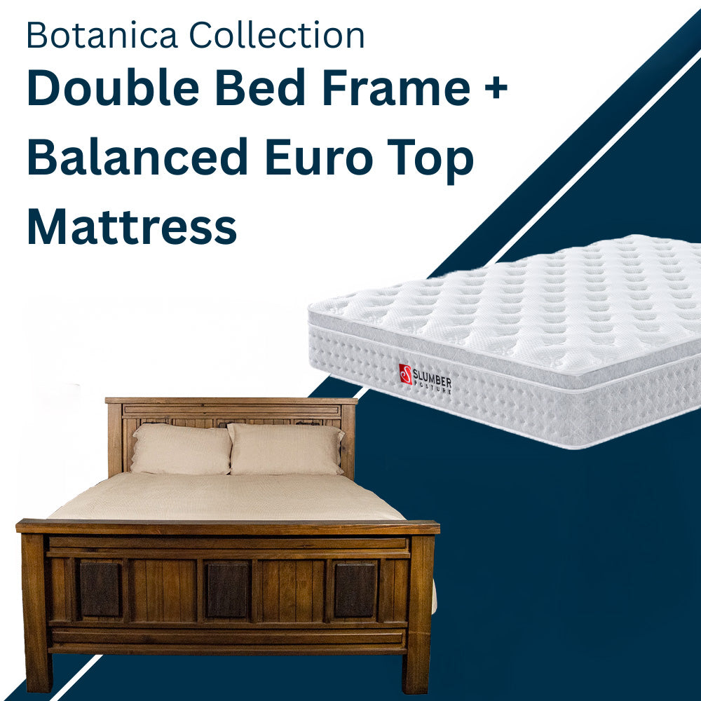 Botanica Double Bed + Balanced Euro Top Mattress Combo